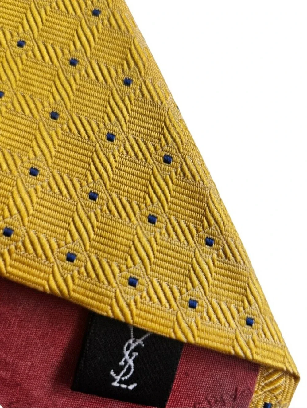Yves Saint Laurent Mustard Yellow Dot-Pattern Silk Tie